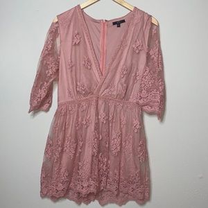 Pink lace romper